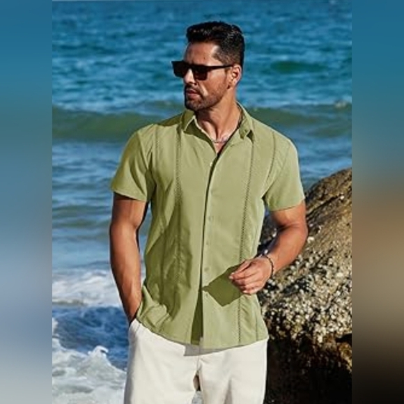 MAPICK Men's Casual Beach Button Down #862 - Picture 5 of 9